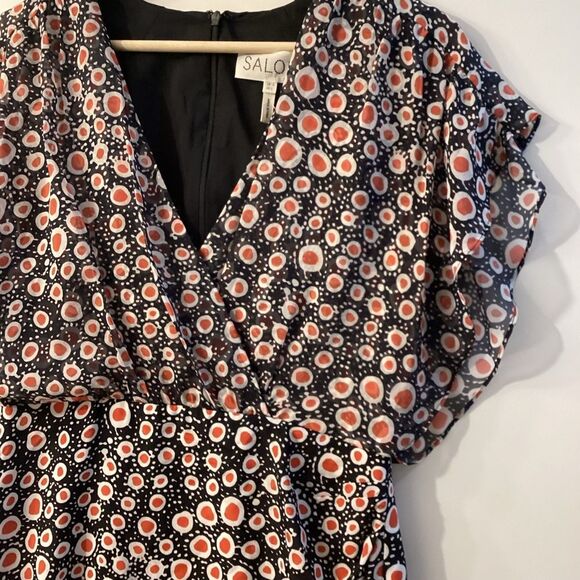 SALONI Brooke Batik Dot Dress Orange White Black Size M Women’s Designer Summer - Picture 3 of 15